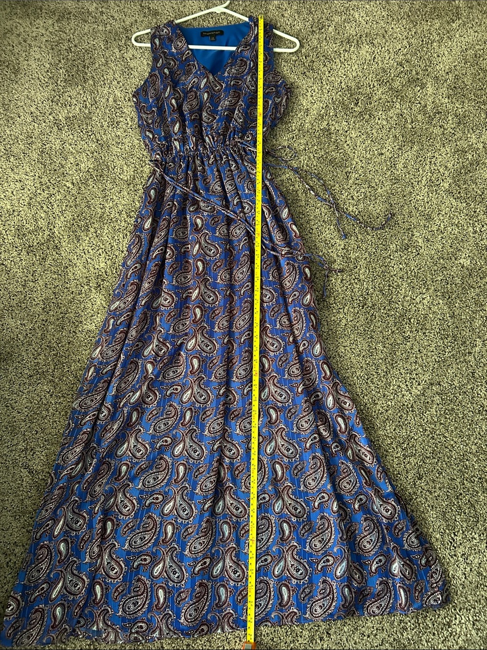 Banana Republic Blue Paisley V-Neck Maxi Dress with Tie Waist